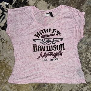 🛍️2/$10🛍️ Harley-Davidson Light Pink Short Sleeve Tee